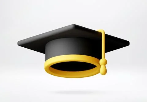 3D Graduation cap with tassel isolated on white イラスト素材