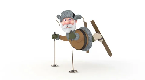 3d grandfather on skis. Stock Footage 33362895