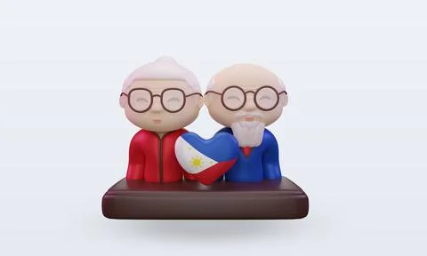 3d grandparents day love Philippines flag rendering front view Stock Illustration