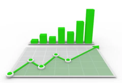 3D graph and diagram going up Stock Illustration