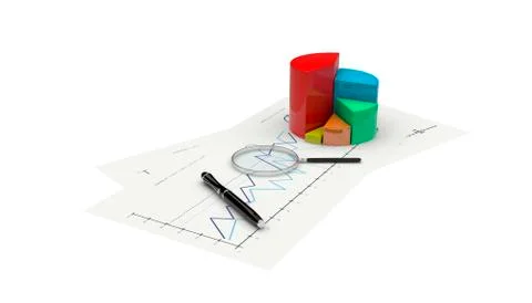 3d graph financial analysis Illustrazione stock
