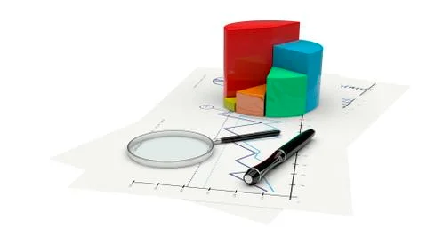3d graph financial analysis Illustrazione stock