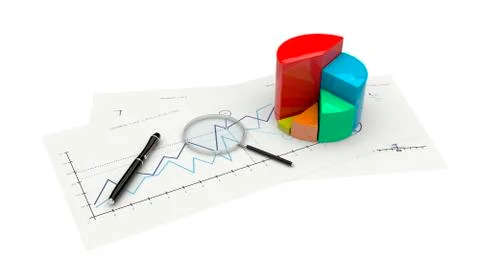 3d graph financial analysis Illustrazione stock