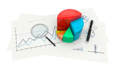 3d graph financial analysis Illustrazione stock