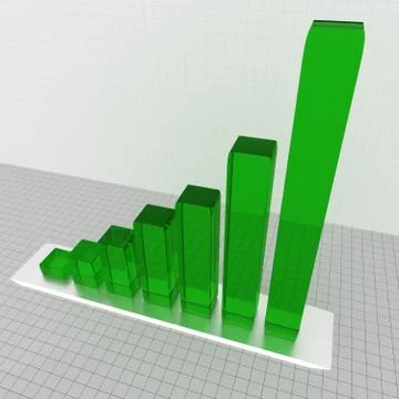 3d graph with the growing progress 스톡 일러스트