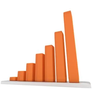 3d graph with the growing progress Illustrazione stock