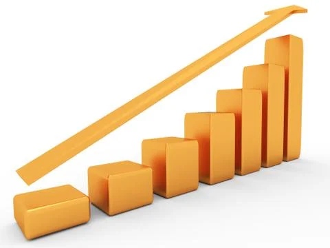 3d graph with growing progress Stock Illustration