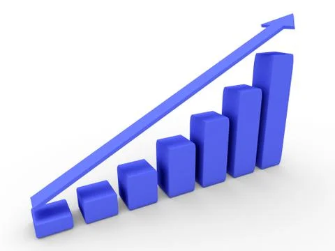 3d graph with the growing progress イラスト素材
