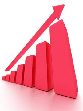 3d graph with the growing progress 스톡 일러스트
