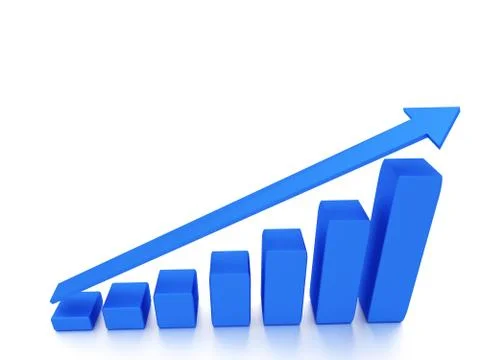 3d graph with the growing progress Stock Illustration