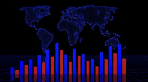 3d graph of the growth and fall of the global market against the background of a Stock Illustration