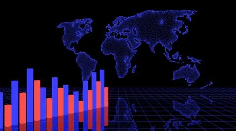 3d graph of the growth and fall of the global market against the background of a イラスト素材