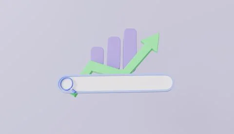 3D Graph Icon with Arrow Representing Business and Finance in a Cityscape Stock Illustration