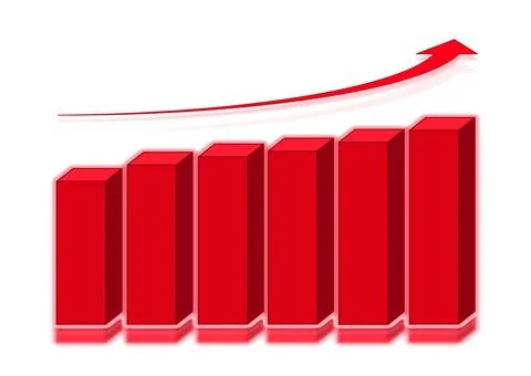 3d graph The volume schedule showing profit and income growth Copyright: x... Stock Photos