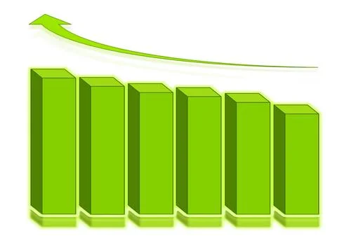 3d graph The volume schedule showing profit and income growth Copyright: x... Stock Photos