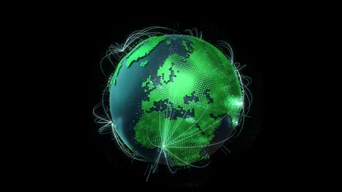 3D graphic animation of earth globe spin in universe with connection lines Stock Footage 256025220