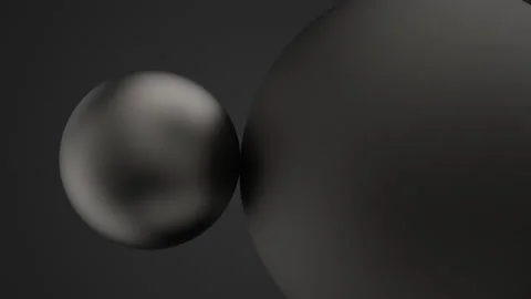 3d graphic animation of two black glossy and matt sphere touching to each other Stock Footage 137905708