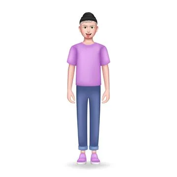 3D Graphic boy in hat. full length character Stock Illustration