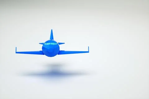 3D Graphic model of a blue airplane in the air. Airplane on a white background イラスト素材
