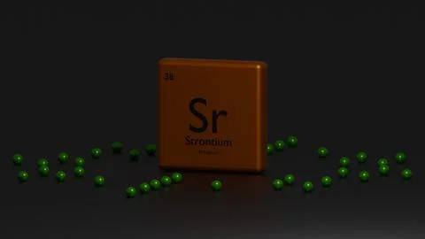 3d graphic representation chemical element science strontium Stock Illustration
