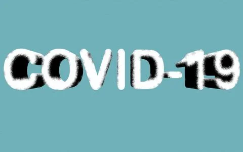 3d graphic in white text with black shadow reading COVID-19 Stock Illustration