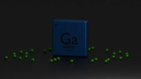 3d graphical representation of chemical element from the gallium periodic ta Stock Illustration