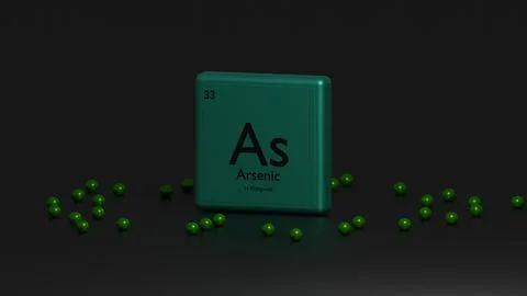 3d graphical representation of the chemical element of the arsenic periodic Stock Illustration
