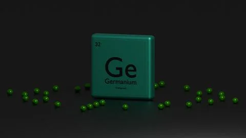 3d graphical representation of the chemical element of the germanium periodi Stock Illustration