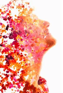 3D graphics and a portrait Stock Photos