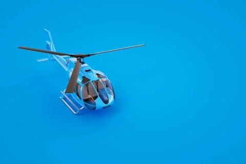 3D graphics, model of a blue helicopter. Blue helicopter on a colored background Stock Illustration