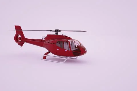 3D graphics, model of a red helicopter. Red helicopter on a white background Illustrazione stock