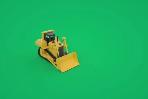 3D graphics, model of a yellow tractor with a bucket. Special equipment for Stock Illustration