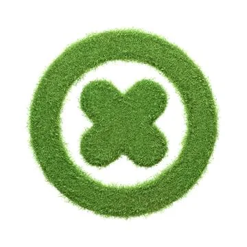 3D Grass Circle with Cross Icon Stock Illustration