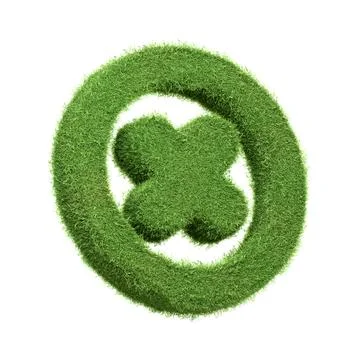 3D Grass Circle with Cross Icon Stock Illustration