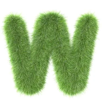 3d Grass creative cartoon nature decorative letter W 스톡 일러스트