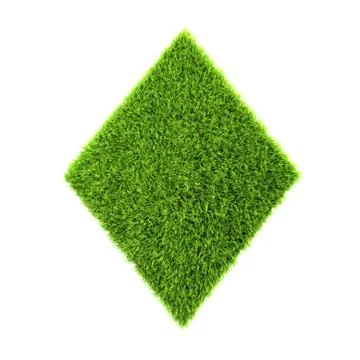 3d grass diamond isolated on a white background Stock Illustration