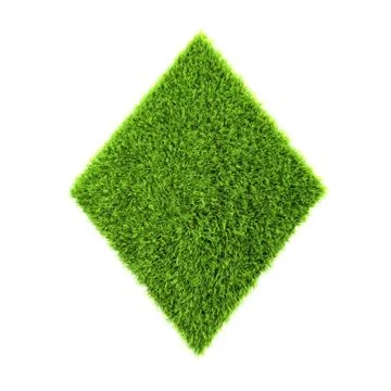 3d grass diamond isolated on a white background Stock-Illustration