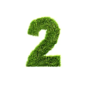 3d grass digit isolated on a white background - 2 Stock Illustration