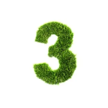 3d grass digit isolated on a white background - 3 Stock-Illustration