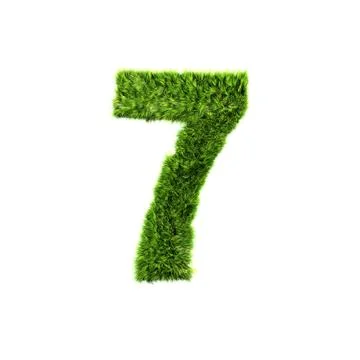 3d grass digit isolated on a white background - 7 Stock Illustration