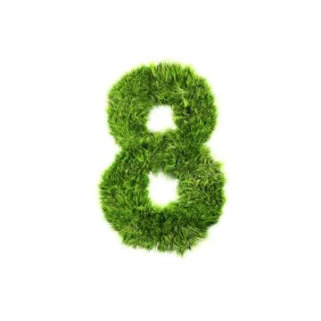 3d grass digit isolated on a white background - 8 Stock Illustration