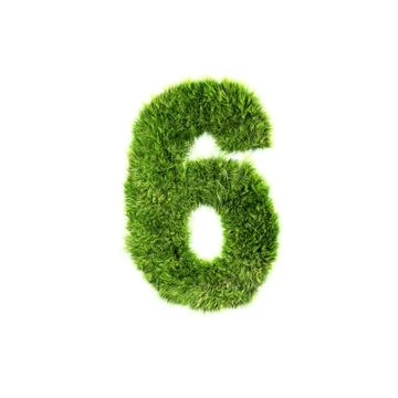 3d grass digit isolated on a white background - 6 Stock Illustration