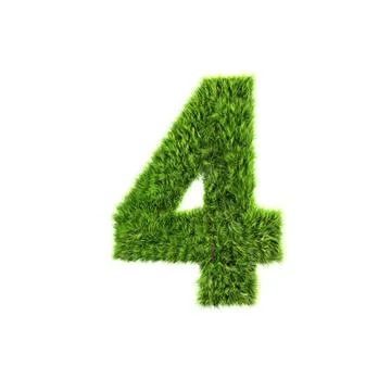 3d grass digit isolated on a white background - 4 Stock Illustration