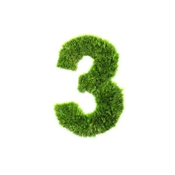 3d grass digit isolated on a white background - 3 Stock Illustration