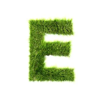 3d grass letter isolated on white background - e Stock Illustration