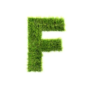 3d grass letter isolated on white background - f Stock Illustration