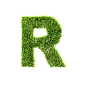 3d grass letter isolated on white background - r Stock Illustration