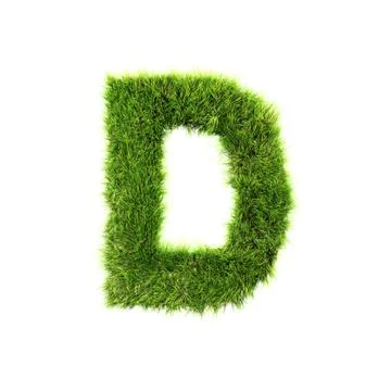 3d grass letter isolated on white background - D Stock Illustration
