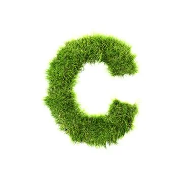 3d grass letter isolated on white background - C Stock Illustration
