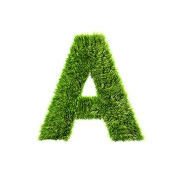 3d grass letter isolated on white background - A Stock-Illustration